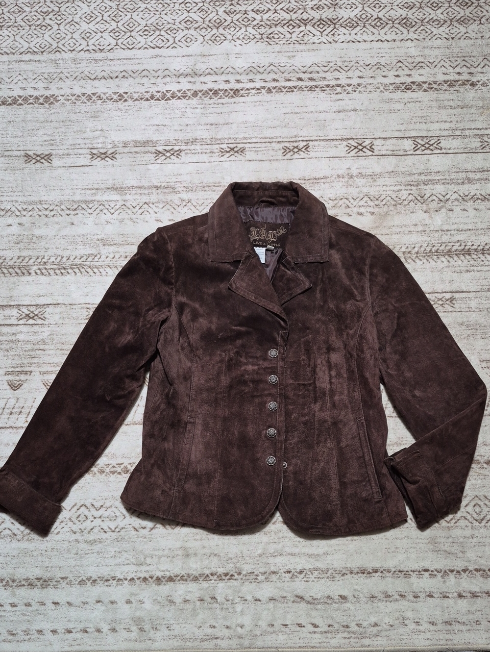 Live a Little Dark Brown Suede Button-Front Blazer